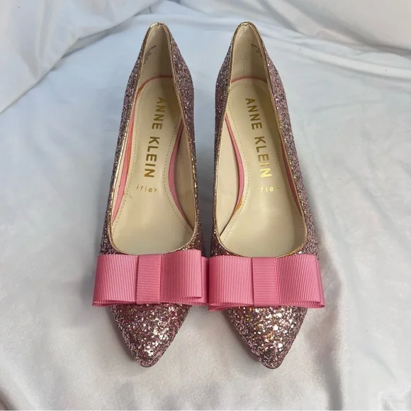 Anne Klein Pink Fia Glitter Pump Size 8.5 - Picture 2 of 7